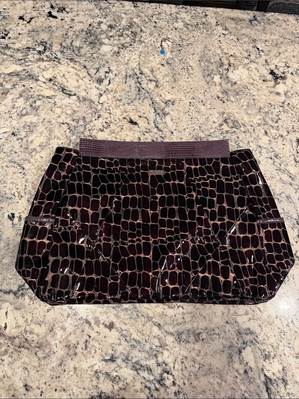 Miche Croc-Embossed Patent Shoulder bag shell in Plum and Black *Miche Rosalyn*